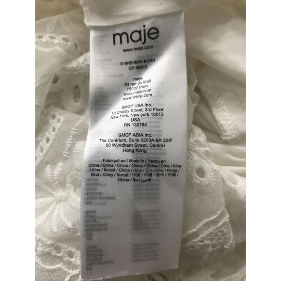 Maje Revery White Lace V Neck Collar Dress Size 3 - Picture 11 of 12